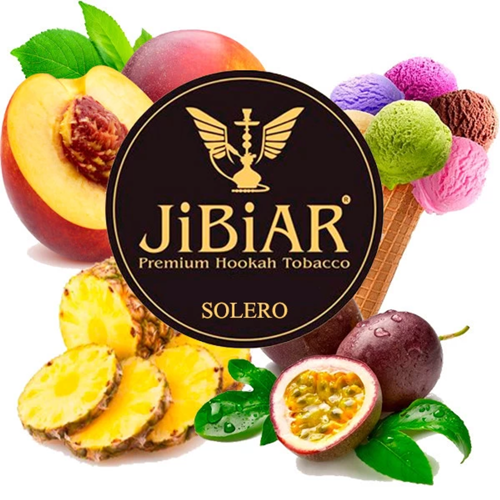 Табак Jibiar Solero (Джибиар Ананас Персик Маракуйя Мороженое) 250г (Изготовлен в 2019)