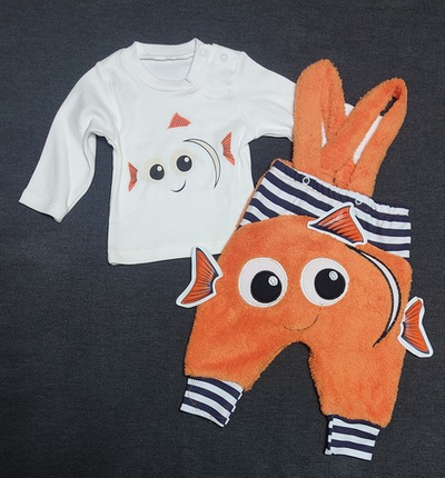 Напівкомбінезон з регланом «Рибка», махра, бавовна ТМ «Cocomell»