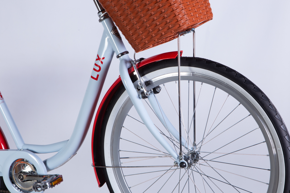 Велосипед городской 26 дюймов Dorozhnik Lux Velosteel 2025 с корзиной и багажником, рама 17"