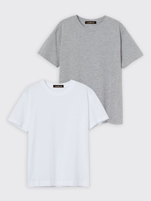 Набір з 2 жіночих футболок (біла, сіра) Love&Live, знижка 15%