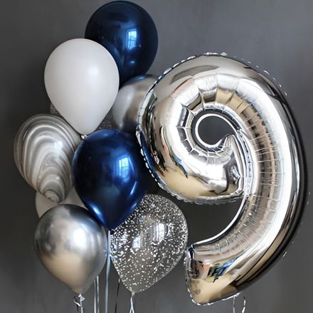 Воздушные шары для мальчика: синие, серебро, белые