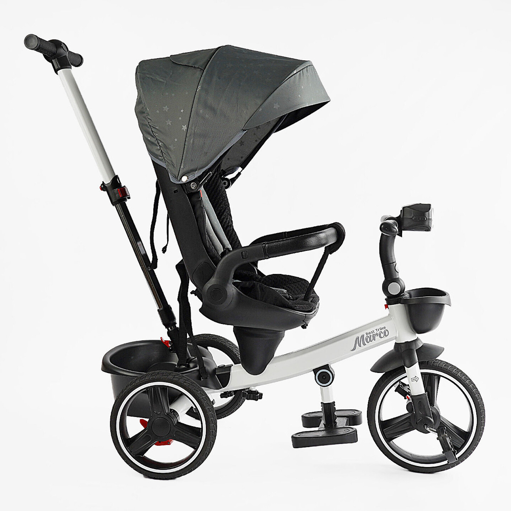 Детский трехколесный велосипед Best Trike Marco 9155 PU, складной руль, музыкальная фара, с родительской ручкой