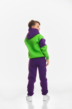 Дитячий спортивний утеплений костюм Kindamor Active Heat Purple/Green, фліс для хлопчика