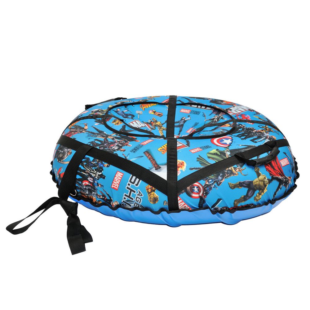 Надувные санки-ватрушки  для катания с горки "Марвел blue" диаметр 100 см. (Оксфорд, ПВХ)