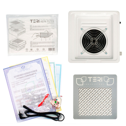 Настольная маникюрная вытяжка с HEPA фильтром Teri Turbo M, цвет черный (сетка металлик)