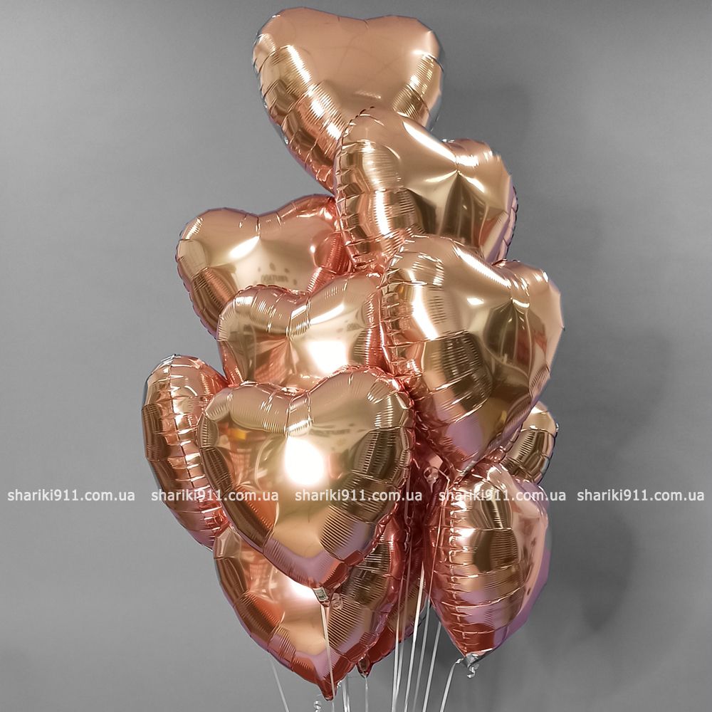 кульки сердечки рожеве золото