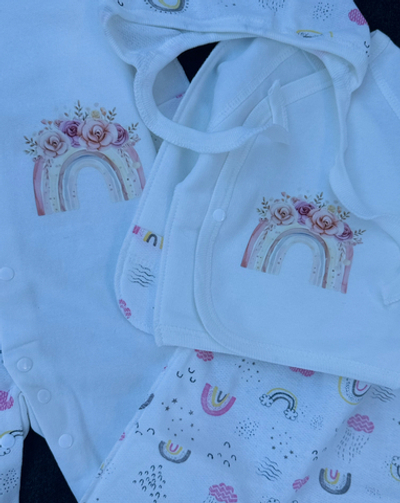 Комплект 4в1: чоловічок, сорочечка, повзунки та шапочка "Rainbow", футер ТМ "Happy ТОТ" (56 см)