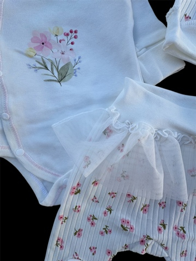 Комплект 3в1: боді з довгим рукавом, повзунки, шапочка "Весна", інтерлок, трикотаж рубчик ТМ “Happy ТОТ”