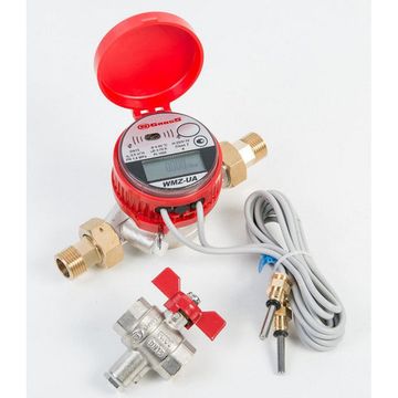 Лічильник тепла GROSS WMZ-UA 15 Class3 зі згонами та куля. краном (на подачу, Qn 0.6m3/h)