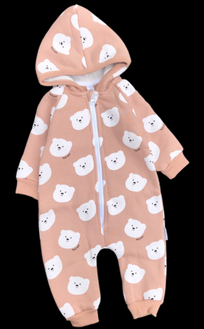 Комбінезон (ромпер) з капюшоном “Stile”, трьохнитка з начосом ТМ "Mario Kids" (68 см)