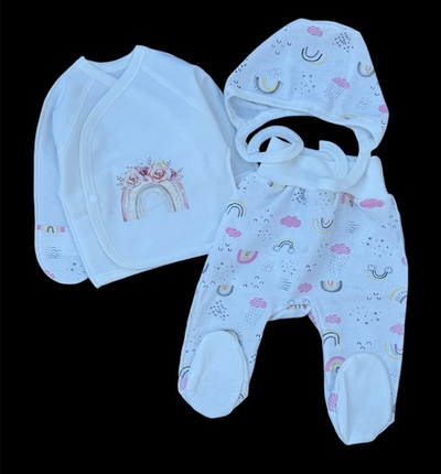 Комплект 3в1: льоля, повзунки, шапочка "Rainbow", футер ТМ “Happy ТОТ” (56 см)