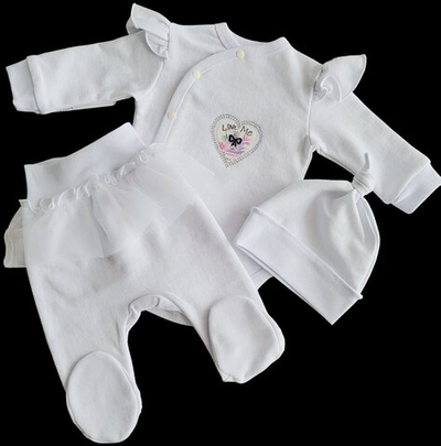 Комплект 3в1: боді з довгим рукавом, повзунки, шапочка "Принт", футер ТМ “Happy”