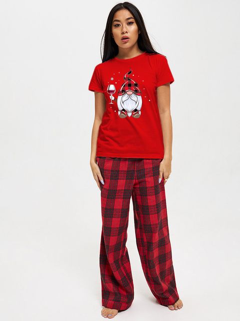 Пижама фланелевая АлкЭгоизм (футболка красная, брюки в красную клетку) Love&Live фото 1