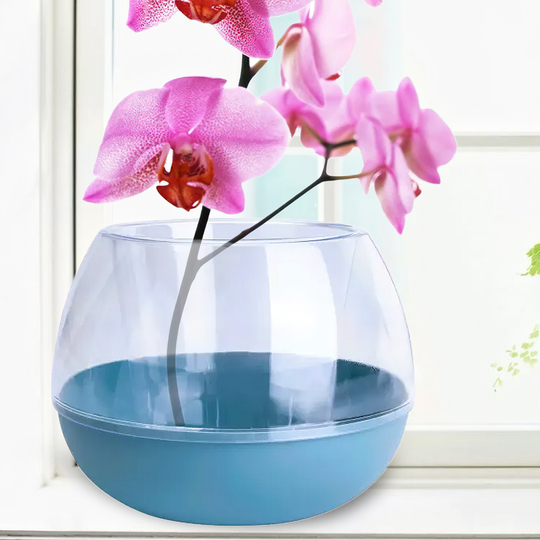Горщик для квітів "Сфера" 16х12 см 0,5л ⌀ 10 см прозорий-сизо блакитний / 116008/2469