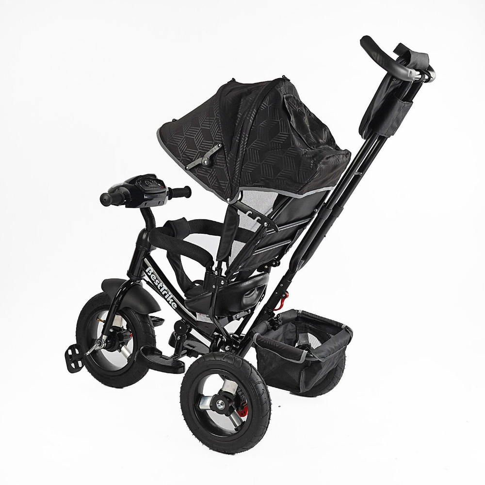 Дитячий триколісний велосипед Best Trike 3390 надувні/фара, з USB, пультом, батьківською ручкою
