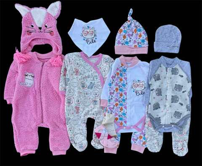 Набір дитячого одягу для малюка дівчинки 68 см, 3-6 місяців, 12 предметів