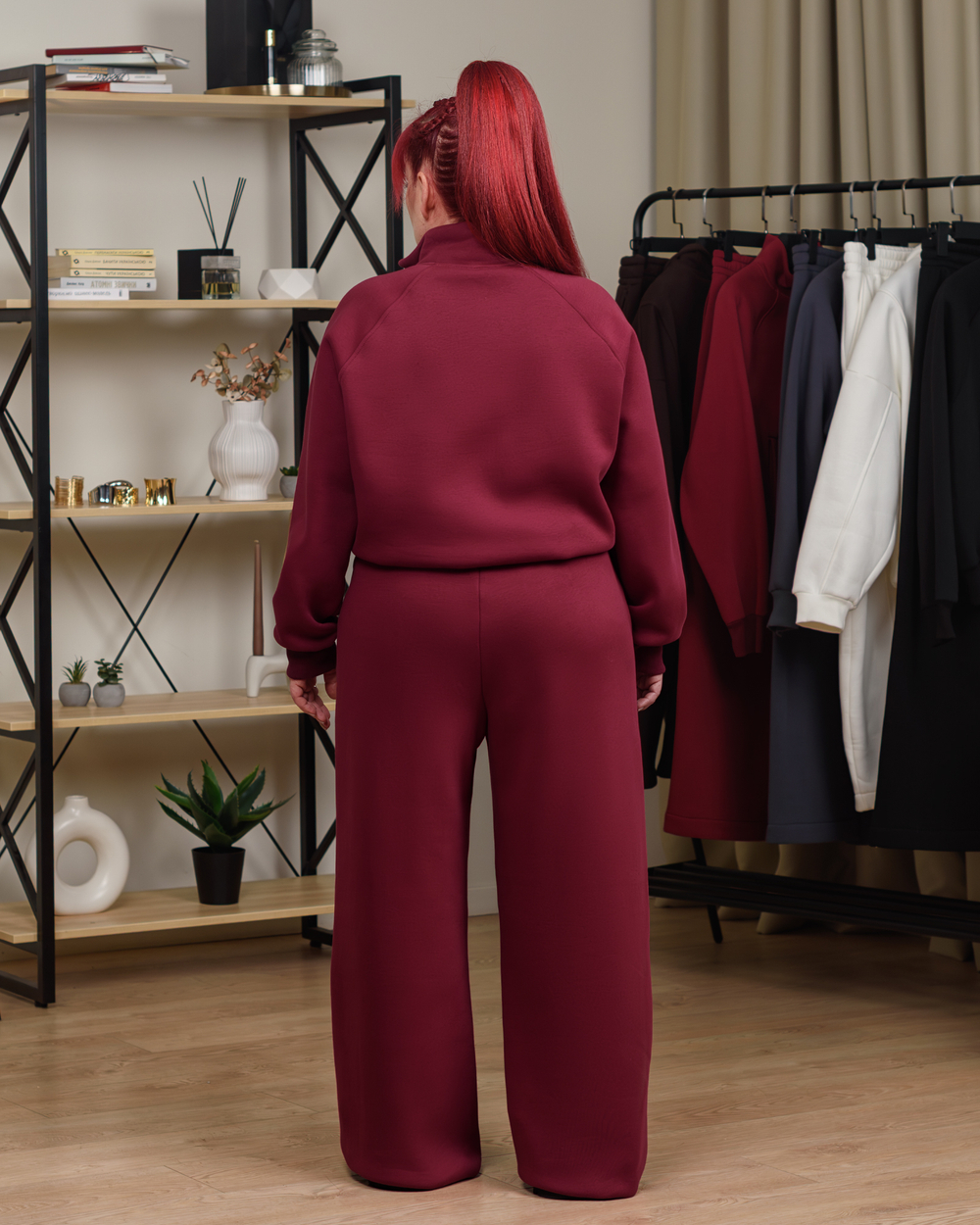 Брюки палаццо жіночі бордового кольору (арт. 2852500303)