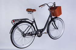 Велосипед городской 26 дюймов Dorozhnik Lux Velosteel 2025 с корзиной и багажником, рама 17"