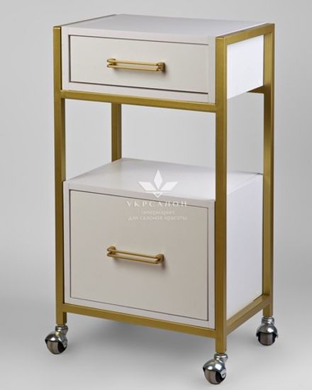 Візок із двома ящиками ЛДСП із золотим каркасом