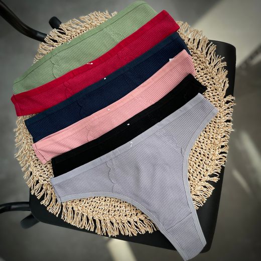 Стрінги в рубчик з вставками спереду