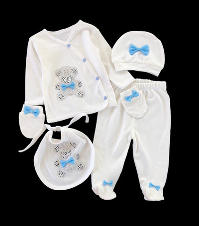 Комплект 5 предметів, інтерлок: льоля, повзунки, шапочка, слюнявчик, царапки "Uko"