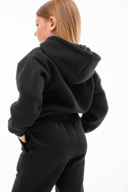 Дитячий спортивний утеплений костюм Kindamor Warm Autumn Black для дівчинки, фліс чорний
