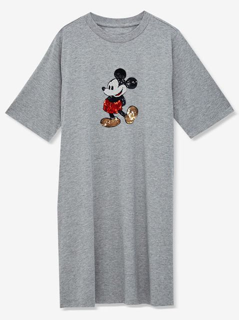Платье-футболка серое с нашивкой Mickey Mouse Love&Live