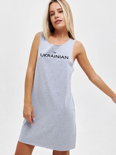Сукня-майка сіра I am Ukrainian Love&Live
