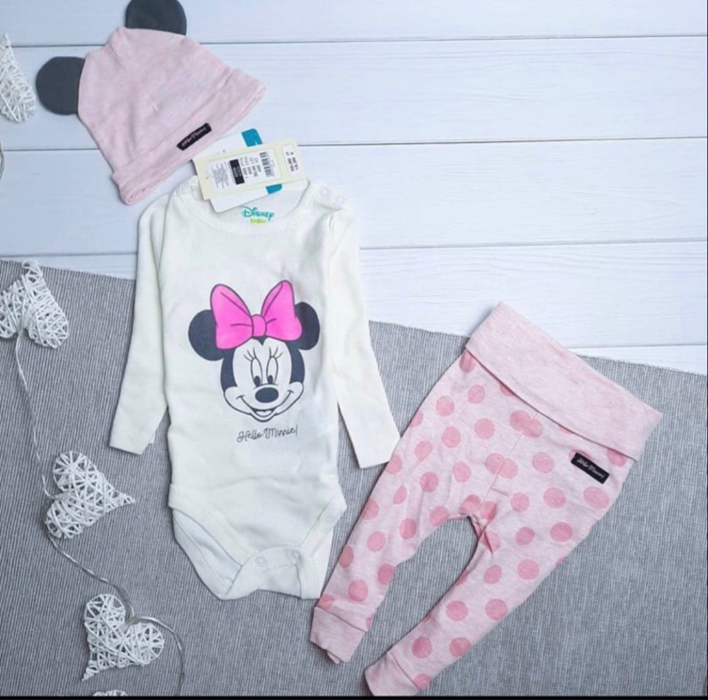 Костюм 3в1: боді з довгим рукавом, штани, шапочка, бавовна ТМ "Disney" (68 см)