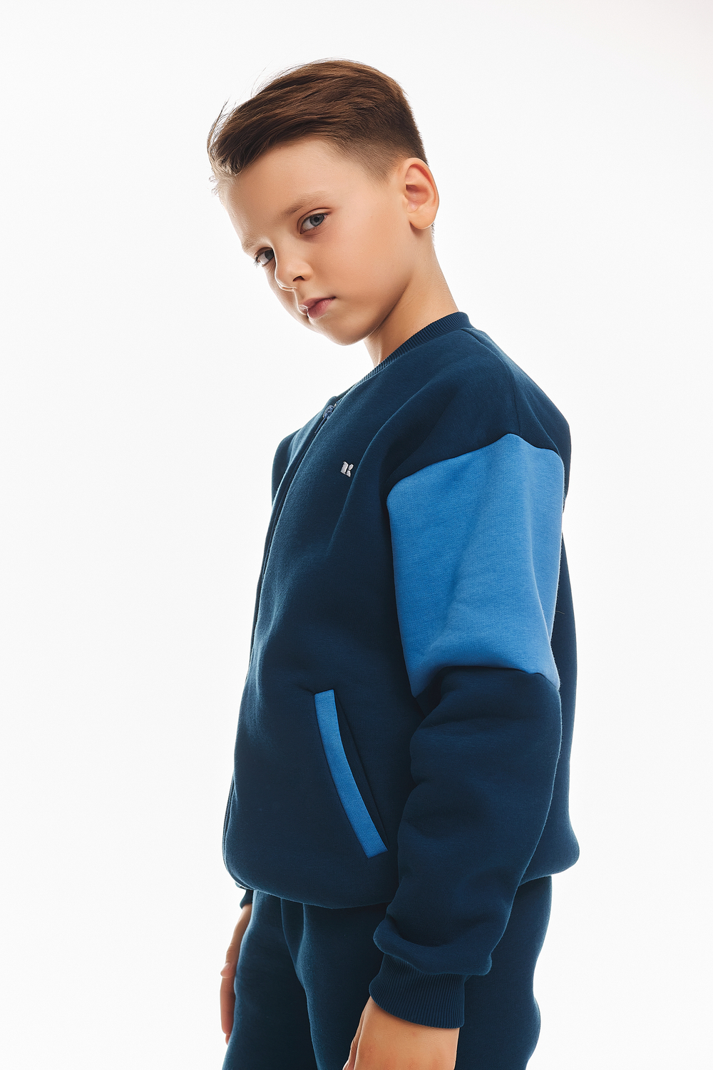 Дитячий спортивний утеплений костюм Kindamor Little Explorer Blue, фліс, на змійці, для хлопчика
