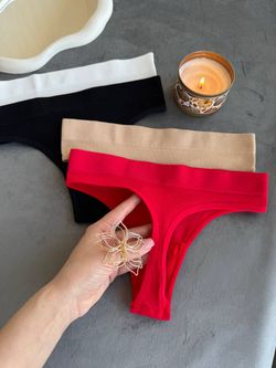 Базові високі стрінги у рубчик (набір 4шт)