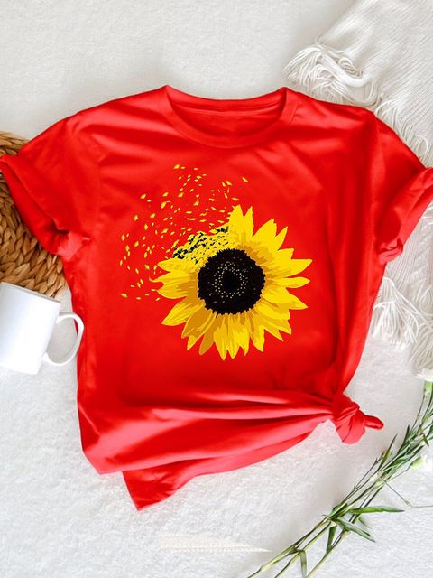 Футболка женская красная Flying sunflower-2 Love&Live фото 1