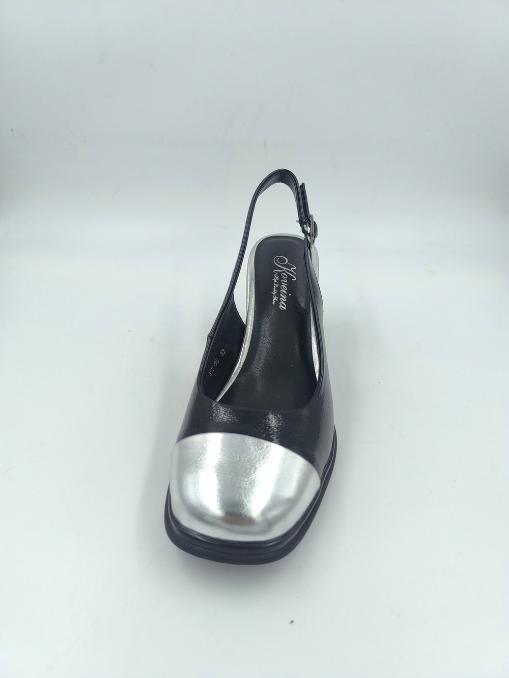 Женские туфли с серебристым носком и открытой пяткой/размеры 35-40