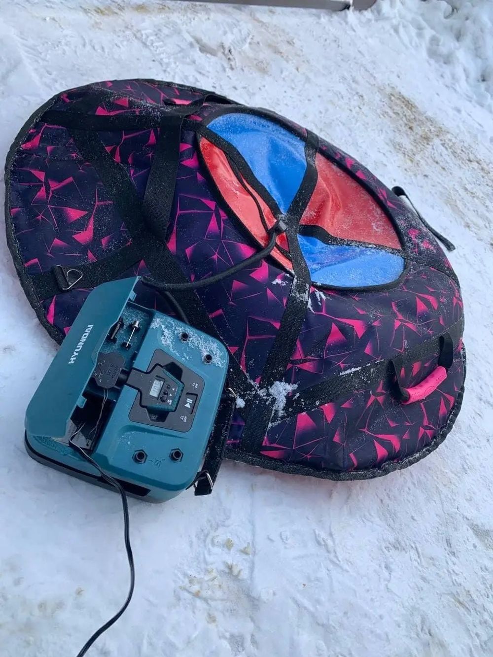 Надувные санки-ватрушки "Розовый лед" диаметр 100 см. (Оксфорд, ПВХ)