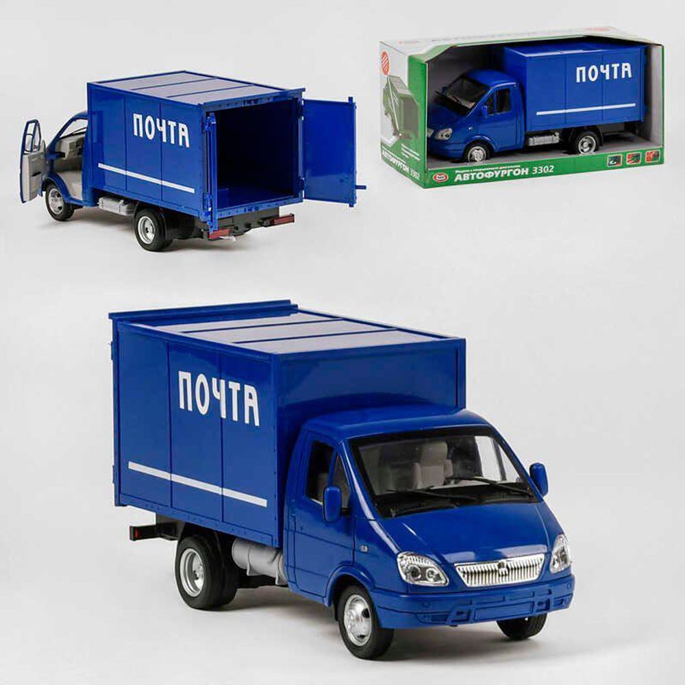 Игрушечный грузовик (фургон) Газель 9123 А (12/2) “Play Smart” &quot;Почта&quot;/ инерционный, на батарейках, открывается кузов, свет, звук/Синий