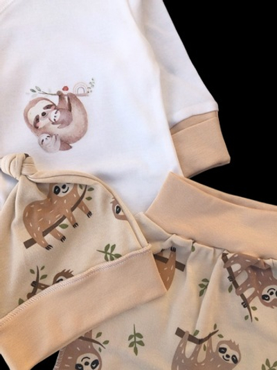 Комплект 3в1: боді з довгим рукавом, повзунки, шапочка "Принт", інтерлок ТМ "Happy ToT"