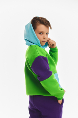Дитячий спортивний утеплений костюм Kindamor Cozy Champion Purple/Green, фліс для хлопчика