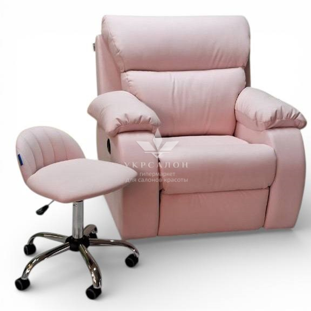 Комплект педикюрне крісло-реклайнер Tertio 2 з електроприводом та стільцем Rior