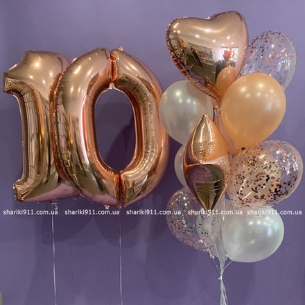 Шарики на девочке на др розовое золото и белые