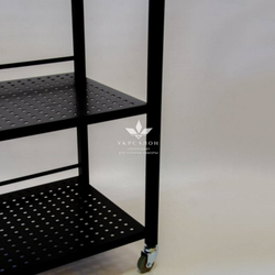 Косметологічний візок з перфорованими поличками чорний S8-p-b