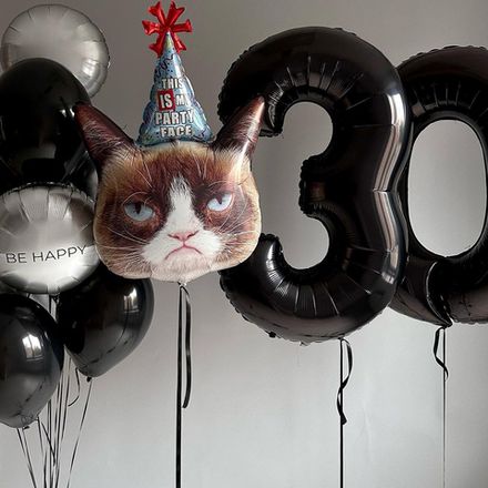 Шары на день рождения с котом BE HAPPY