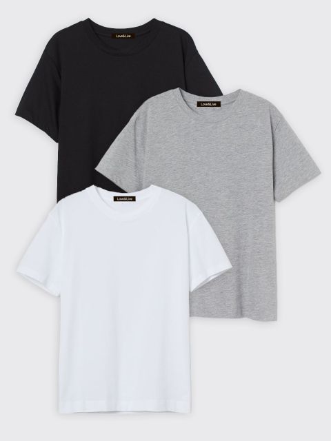 Набір з 3 футболок (чорна, біла, сіра) Love&Live, знижка 20%
