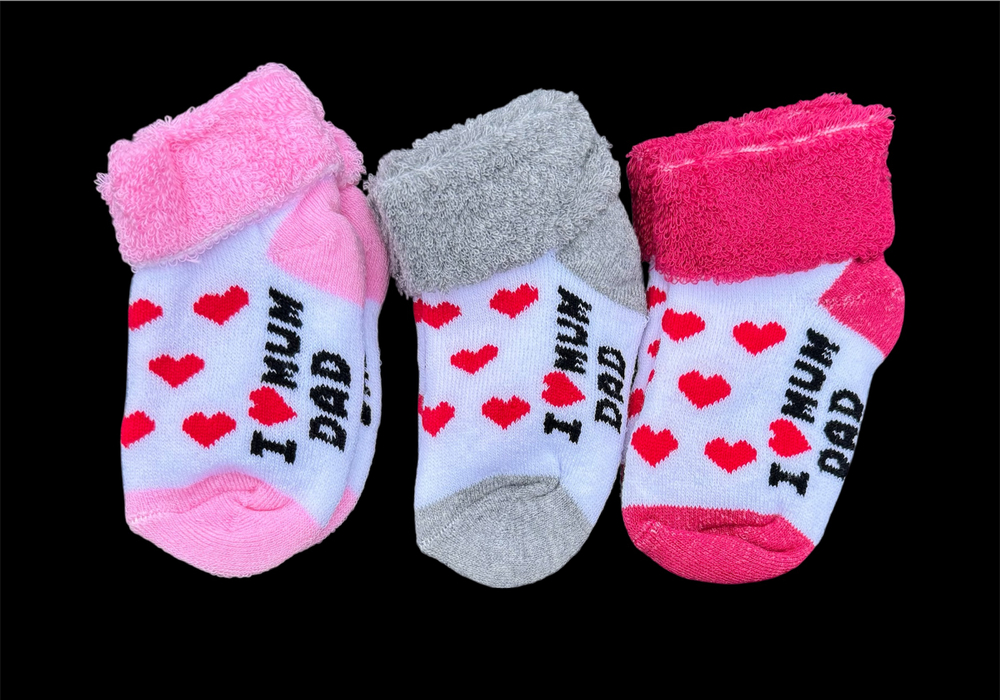 Шкарпетки "I love mum&dad", махра ТМ "Eslayn" (3-12 міс)