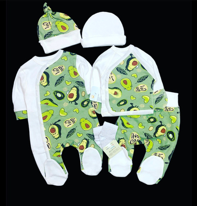 Комплект 6в1: чоловічок, льоля, повзунки, шапочки, шкарпетки "Принт", інтерлок ТМ "Happy ТОТ" (56 см)