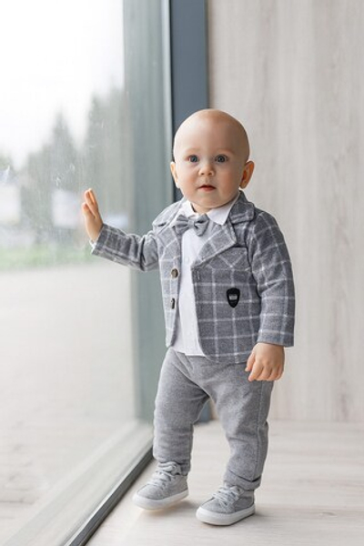 Костюм 3в1: піджак, штани, сорочка "Клітинка", бавовна ТМ "Modimix"