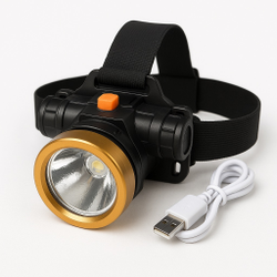 Фонарь-налобный 69175 с мощным светодиодом и USB-зарядкой