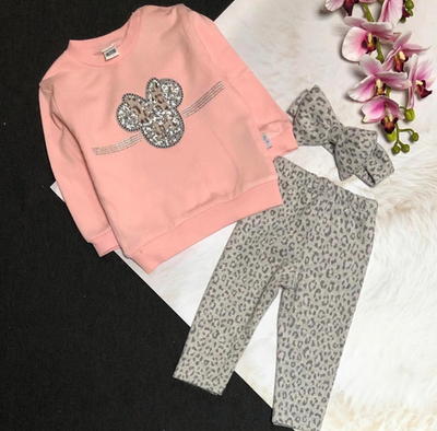 Костюм 3в1: світшот, лосіни, пов'язка "Стиль Мінні", двунитка ТМ "Paulina" (68 см)