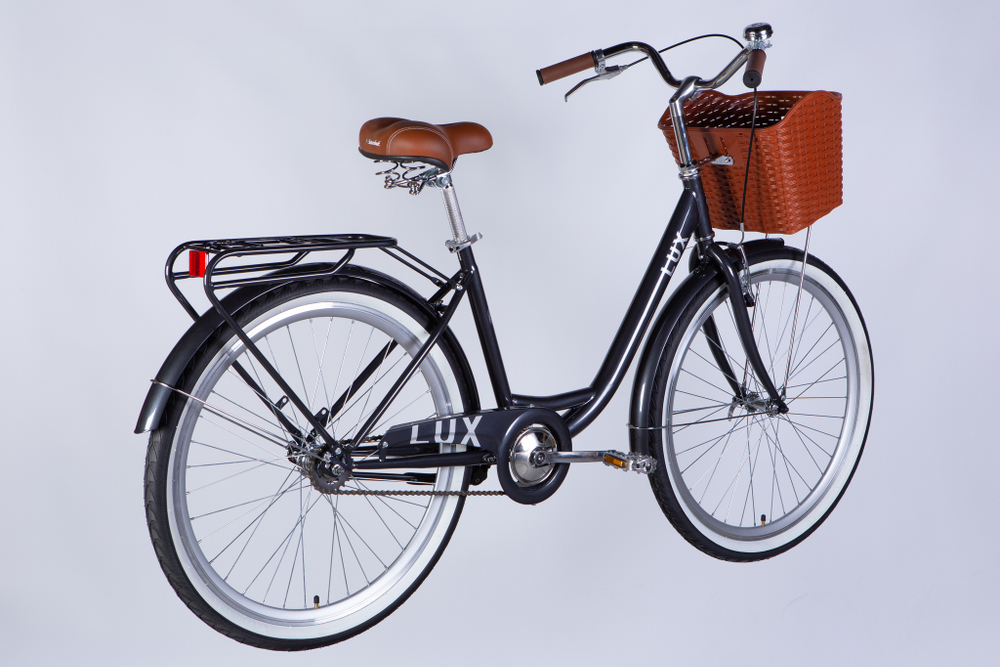 Велосипед городской 26 дюймов Dorozhnik Lux Velosteel 2025 с корзиной и багажником, рама 17"
