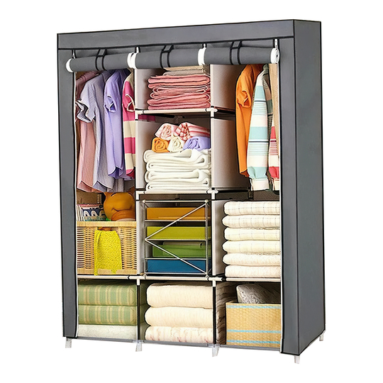 Великий каркасні шафи, тканинні шафи Storage Wardrobe 88130 Сірий (N-14)