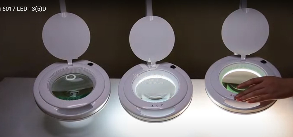 Лампа-лупа 6017H LED-3 (5) с регулировкой яркости, белый холодный и теплый свет 1-12W